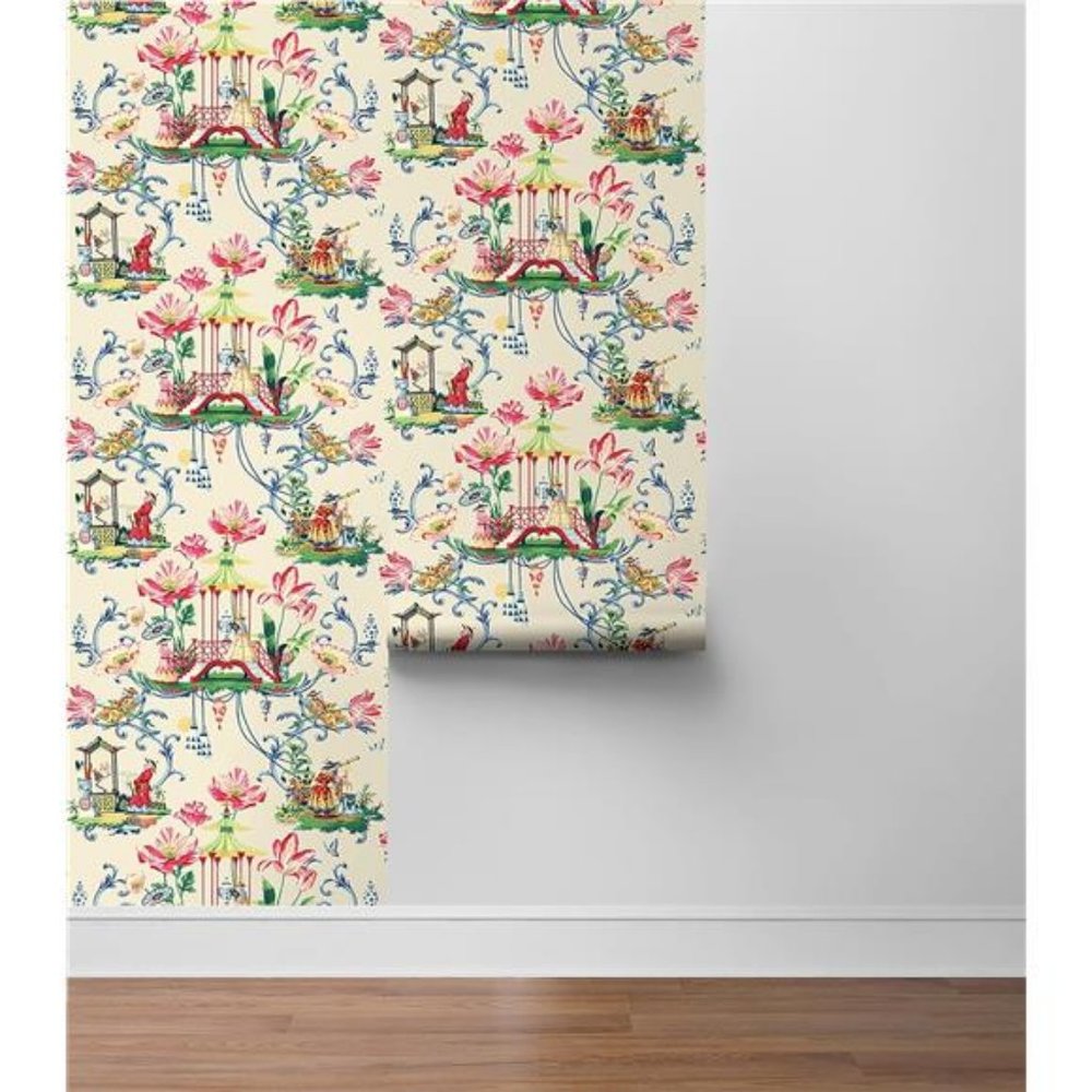 Peel and Stick Chinoiserie Wallpaper Vinyl, 30.75 Sq Ft Coverage